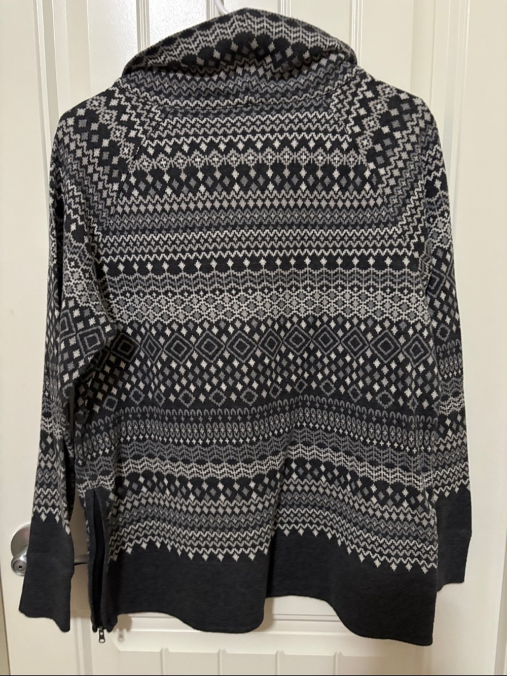 T by Talbots Cozy Nordic Pattern Cowl Neck Sweater - Black & Cream - Picture 7 of 9
